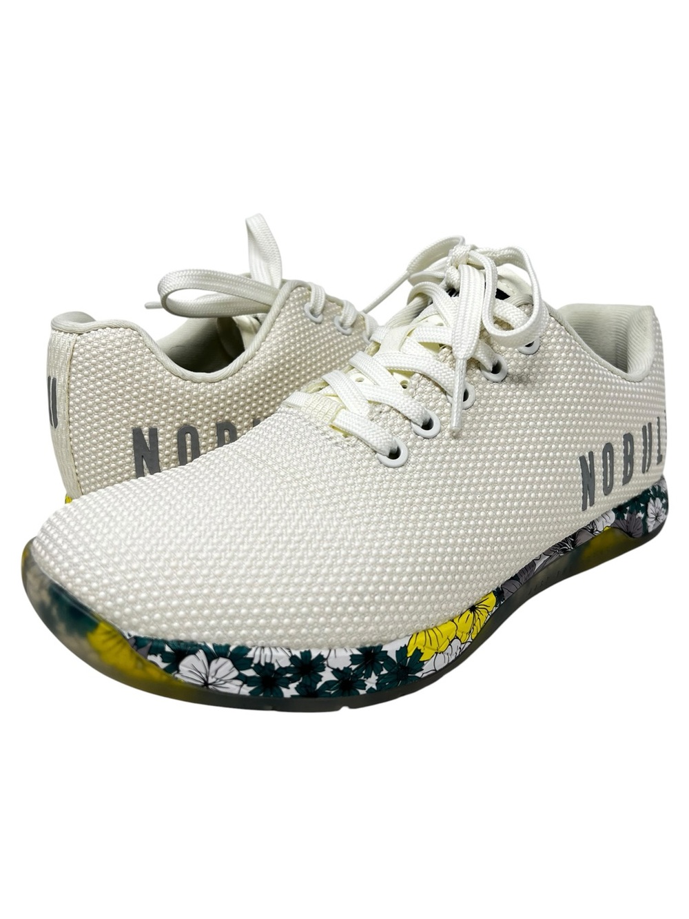 NOBULL Cream Knit Trainers with Floral-Print Midsole